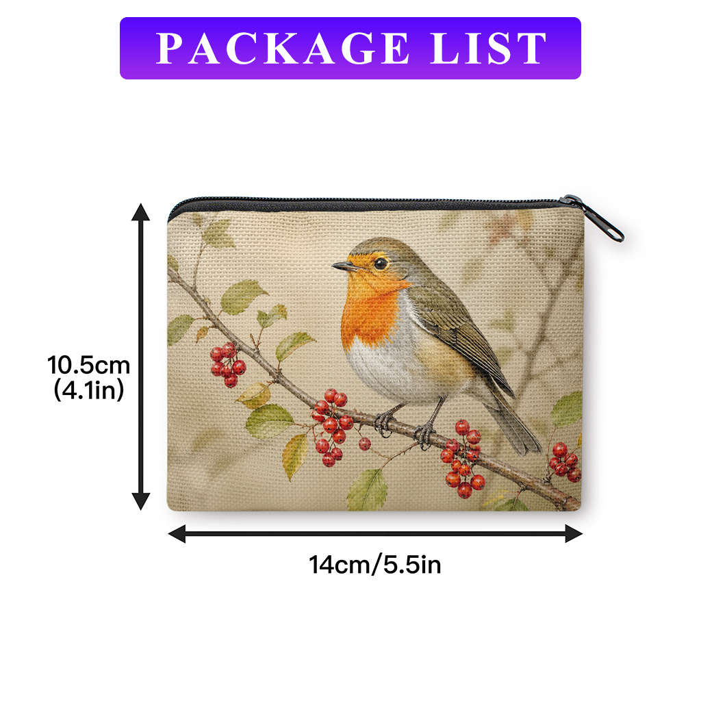 TEMU Coin Purse, Red Bird On Branch -material Double, Compact Portable Coin Storage Suitable For Keys, A Practical Organizer For , Perfect Gift For