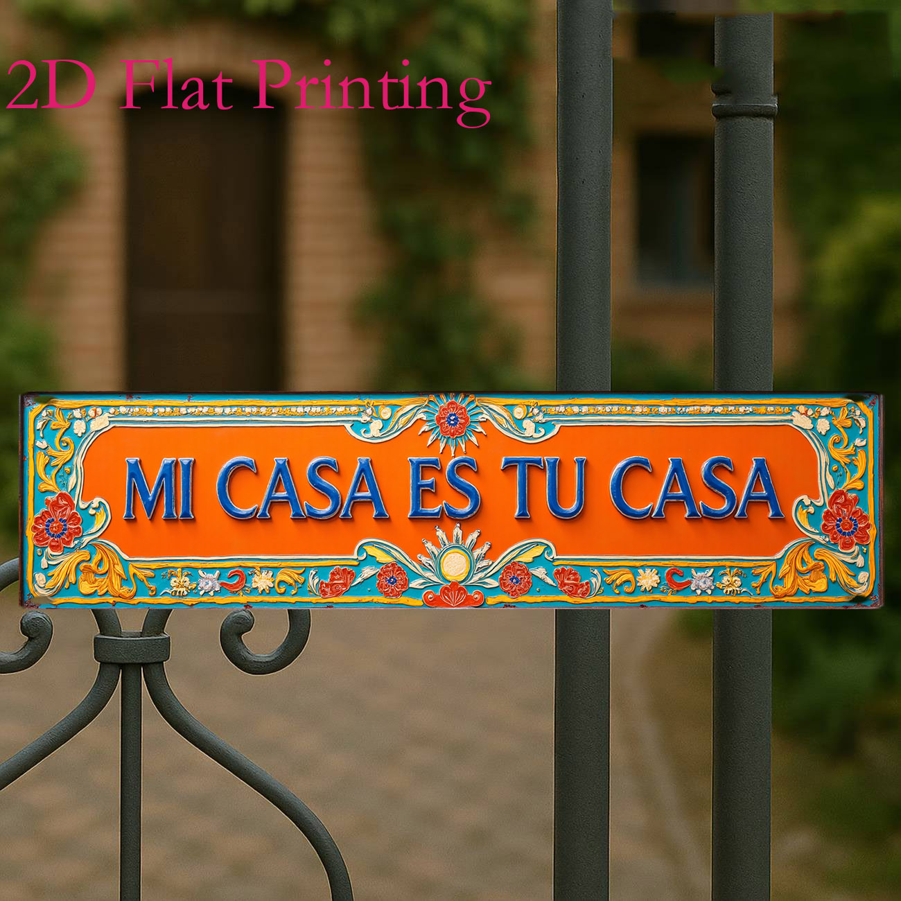 TEMU Panneau de mexicain vintage en bois, plat 2D - "Ma maison est " - Convient pour les cours, les , - Art mural coloré de style avec phrases