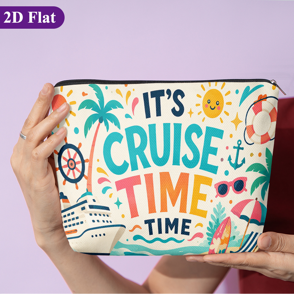 TEMU Cosmetic Bag 1pc, , Stylish Travel Toiletry Bag, Featuring Fun Double-sided Printed Patterns, Zipper Closure, And Design. Suitable For Travel,