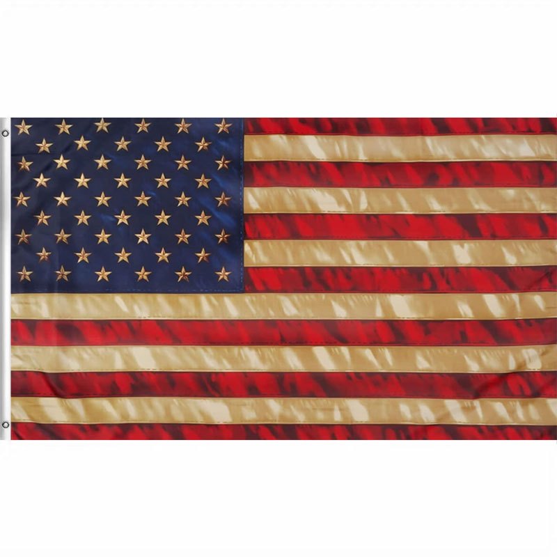 TEMU Retro American Flag With 2 Grommets, White- . Made Of Durable Polyester Fiber With Vibrant, Fade-resistant Colors. Features A Wind-resistant