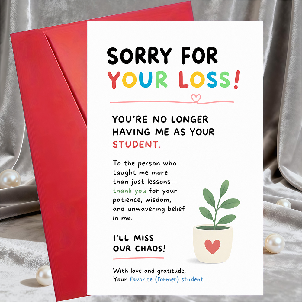 TEMU 1 Greeting Card + 1 Envelopefunny Teacher Appreciation Card No Your Student Farewell Gift For Professor Mentor Graduation Flat Thank You