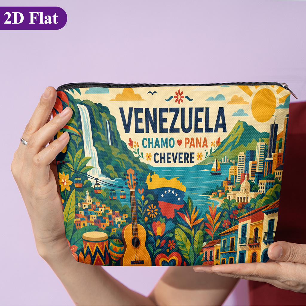 TEMU Neceser de cosméticos 1 pieza, venezolana, elegante neceser de viaje para artículos de , con divertidos estampados impresos , cierre de