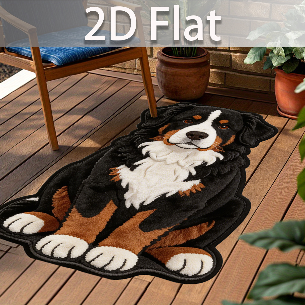 TEMU 2d Flat Cute Bernese Pattern Printed Rug Home Anti-slip Door Mat Universal For Entrance Hall, , Back Door, Courtyard, Balcony, Floor Mats &