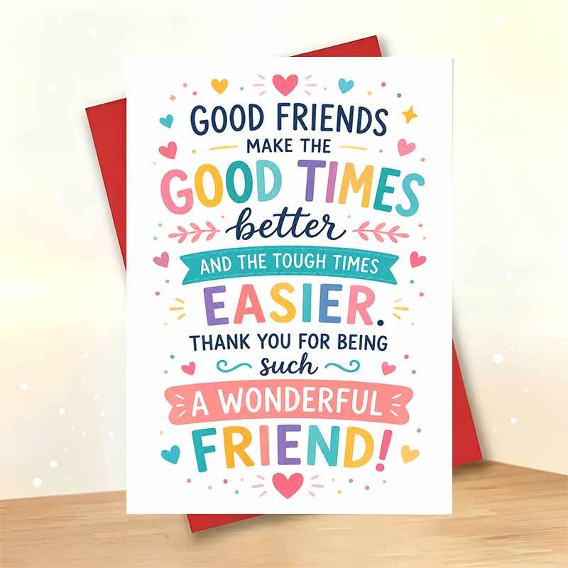 TEMU 1 Greeting Card + 1 Envelope Friendship Greeting Card, Colorful Hearts Pattern " Times Better" For Best Friend, Daily Appreciation, Vibrant