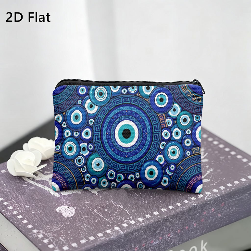 TEMU Coin Purse 1pc, Blue Evil Eye, A Portable Pouch With Fun Double-sided Printing. Storing , Keys, Cards, And Earphones. A Compact Cosmetic Bag,