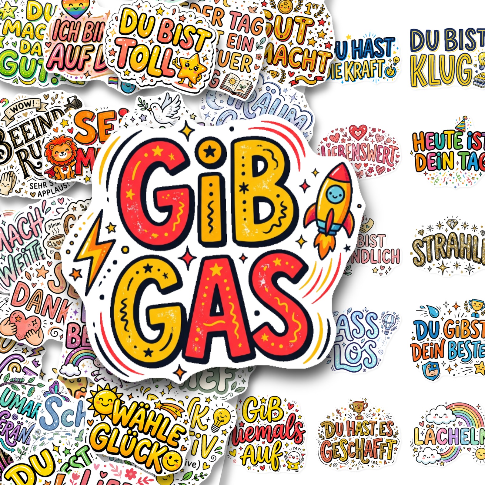 Need A Of Positivity Vibrant German Motivational Stickers Are Perfect For Spreading Decorate Your Laptop Water Bottle And More With 50pcs Of Colorful Uplifting Stickers