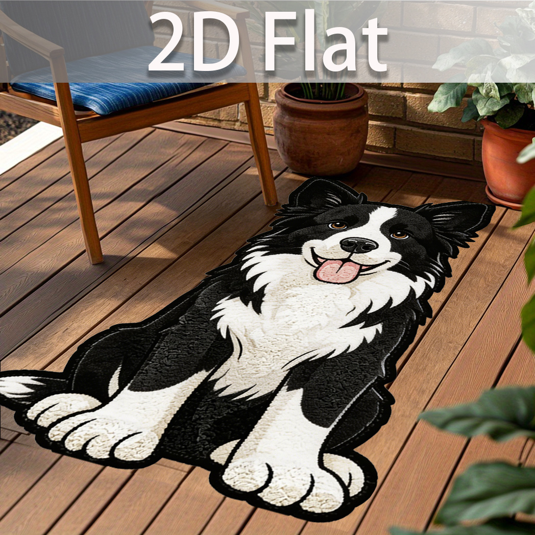 TEMU 2d Flat Cute Border Collie Pattern Printed Carpet Home Anti-slip Door Mat Entrance Hall Back Door Courtyard Balcony Universal Carpet, Floor Mats