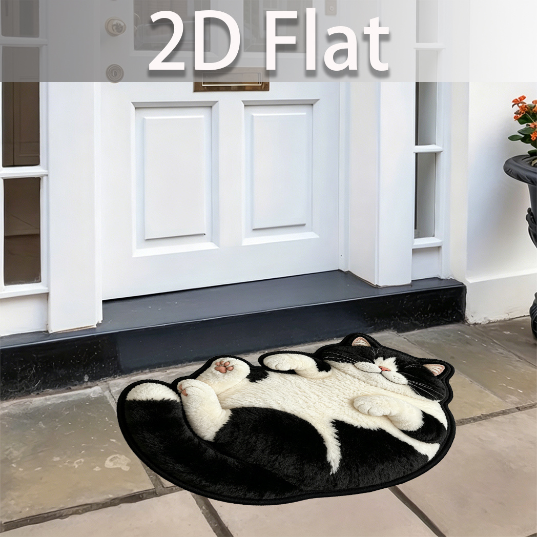 TEMU 2d Flat Lying Cat Pattern Printed Rug Home Anti-slip Door Mat Entrance Hall Back Door Courtyard Balcony Universal Carpet, Floor Mats & Matting