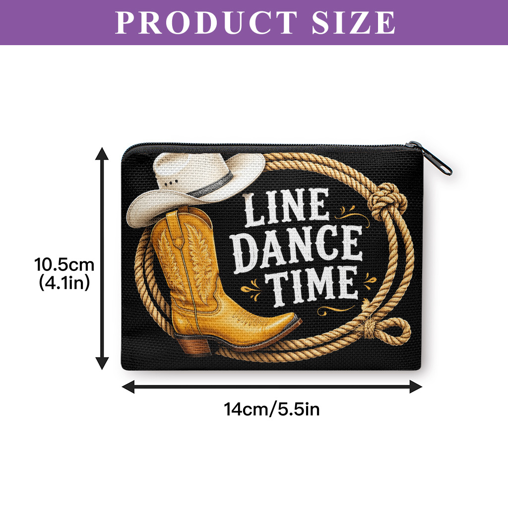 TEMU Coin Purse, Cowboy Boot Hat Rope -material Double Zippered Wallet And Organizer Pouch, Machine Washable Durable Fabric Wallet With Lipstick And