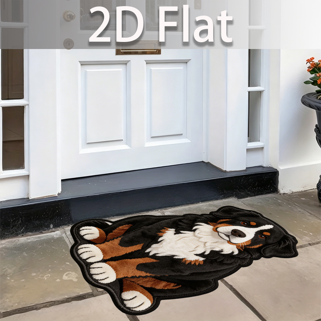 TEMU 2d Flat Cute Bernese Pattern Printed Rug Home Anti-slip Door Mat Universal For Entrance Hall, , Back Door, Courtyard, Balcony, Floor Mats &
