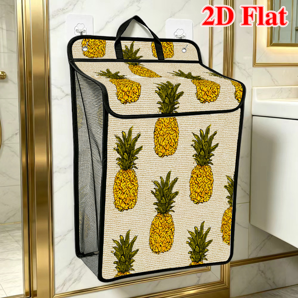 1pc Yellow Pineapple Print Floating Shelf Basket - Contemporary Space-Saving Wall-Mounted Shelves Suitable for Balcony, Apartment, Storage - Shelf for Books, Plants, Gardening Tools, Decorative Hanging Basket, 2D Flat, Shelf Baskets