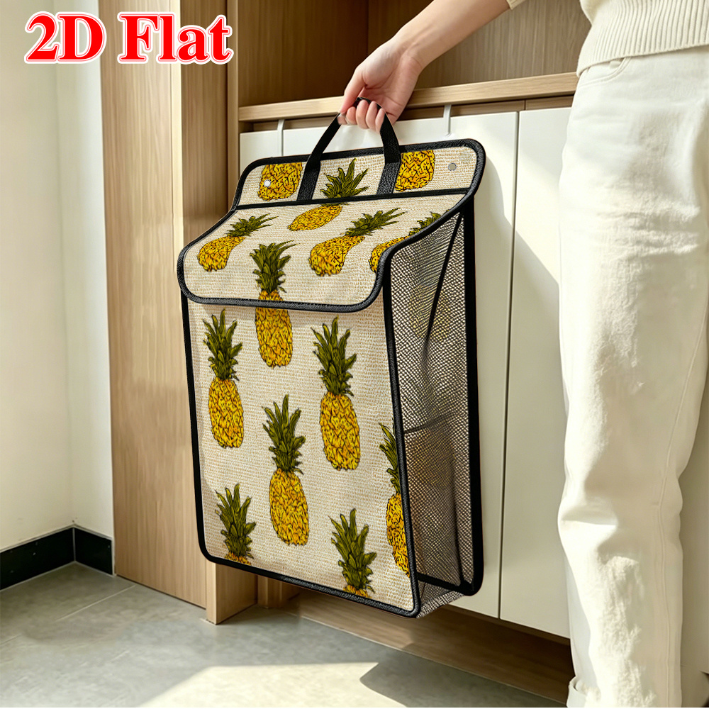 1pc yellow pineapple print floating shelf basket contemporary space saving wall mounted shelves suitable for balcony apartment storage shelf for books plants gardening tools decorative hanging basket 2d   baskets