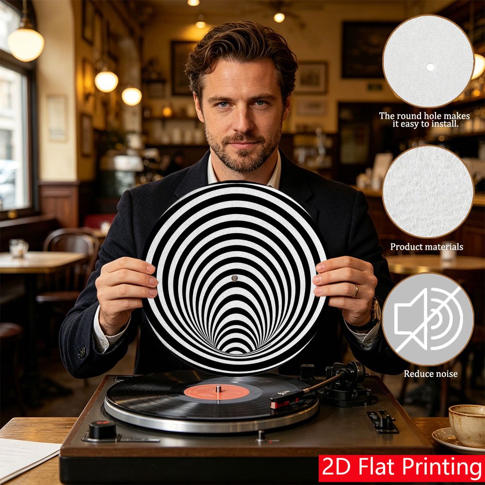 TEMU [Impression 2D à plat] 1 pièce Tapis de platine vinyle illusion de tunnel circulaire , parfait pour les fêtes/ fériés, contemporain, léger,