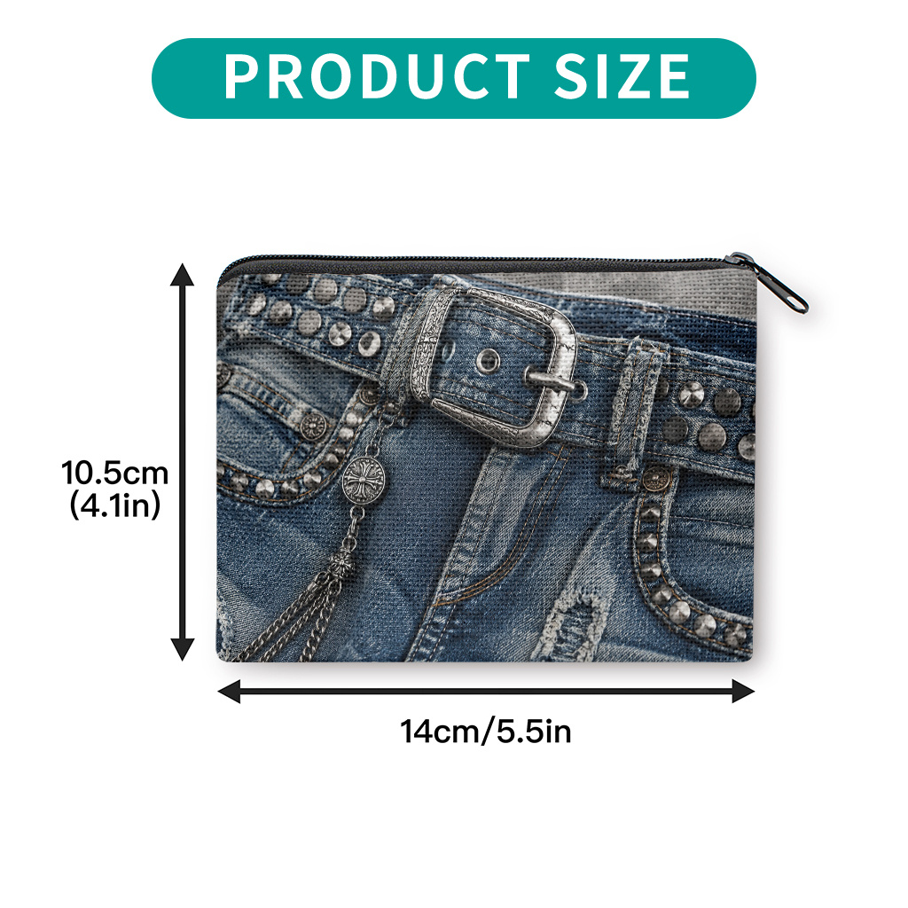 TEMU Coin Purse 1pc, With Metal Details Double-sided Printing Coin Purse, Zipper Closure, Small Portable Key Earphone Storage Bag, Multifunctional