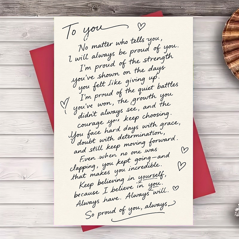 One Envelope and One Greeting CardInspirational Greeting Card for Friends And Family Encouragement Gift for Hard Times And Success Celebration Proud Of You Message Card Greeting Card
