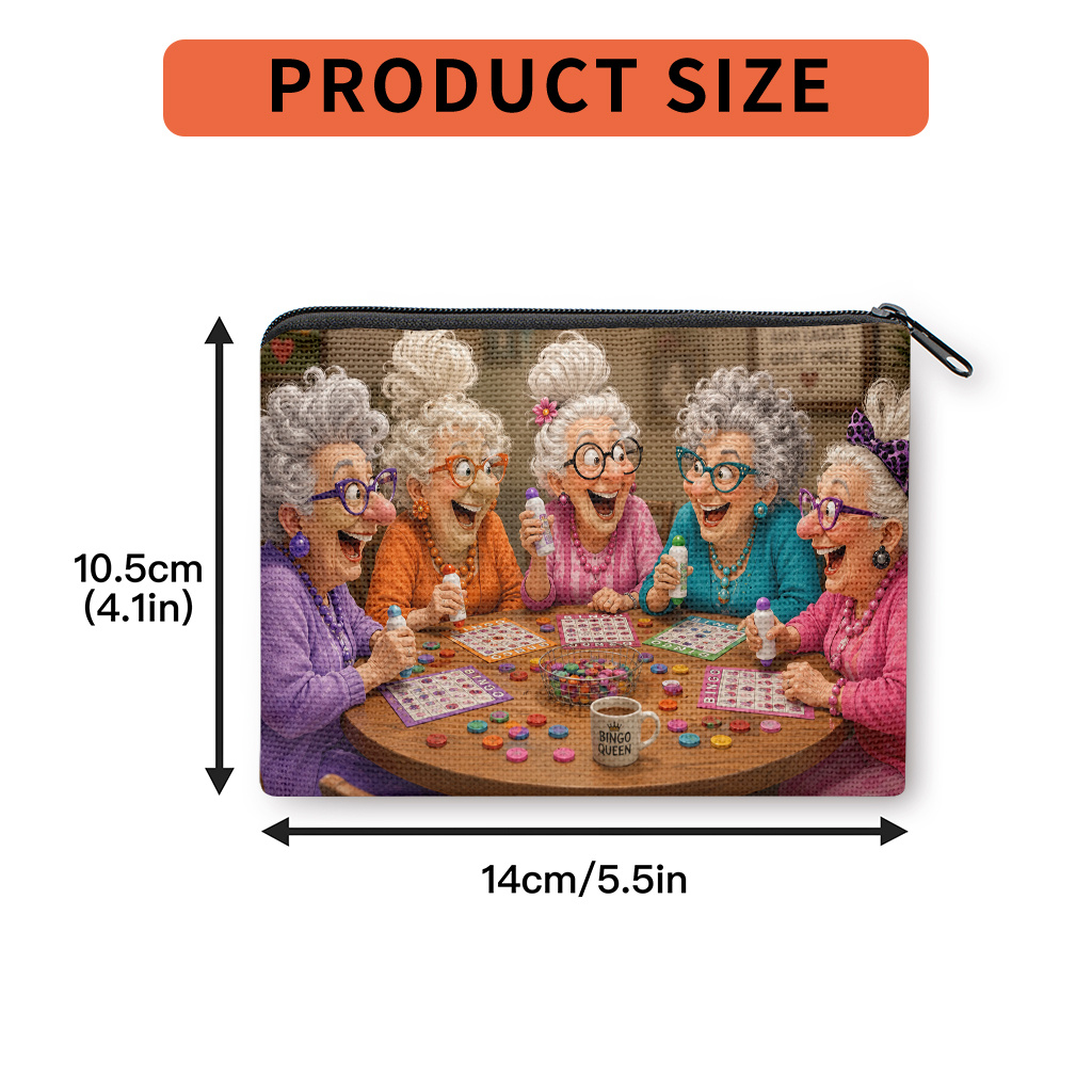 TEMU Coin Purse 1pc, Fun Bingo Double-sided Printing Coin Purse, Zipper Closure, Small Portable Key Earphone Storage Bag, Handy Card Holder,