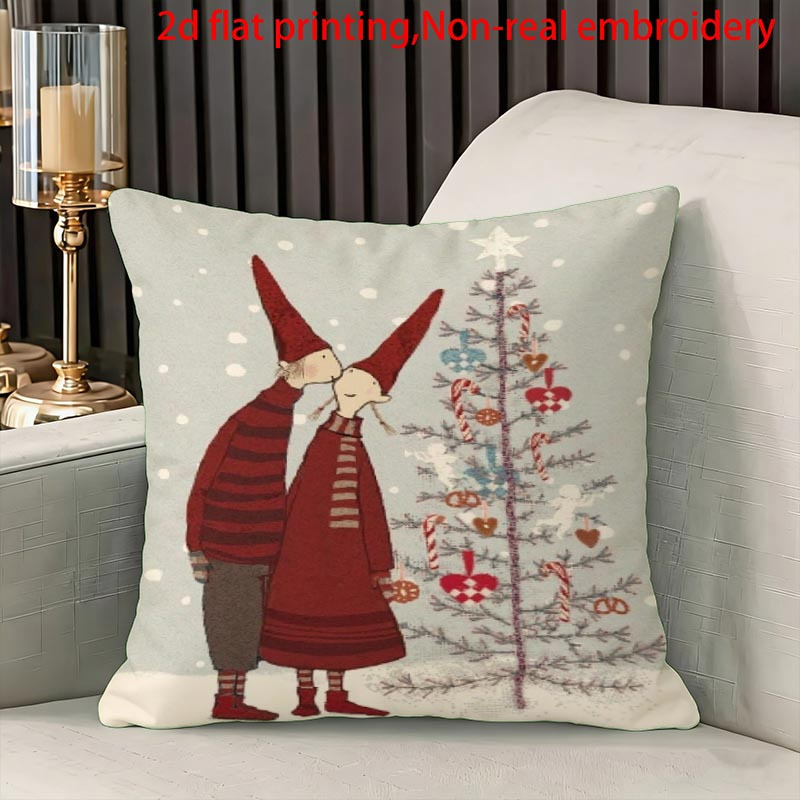 TEMU Kiss Pattern Style Printed Decorative Pillowcase, Suitable For Christmas, Thanksgiving, New Year, Birthday Parties, Suitable For Sofas, Beds,