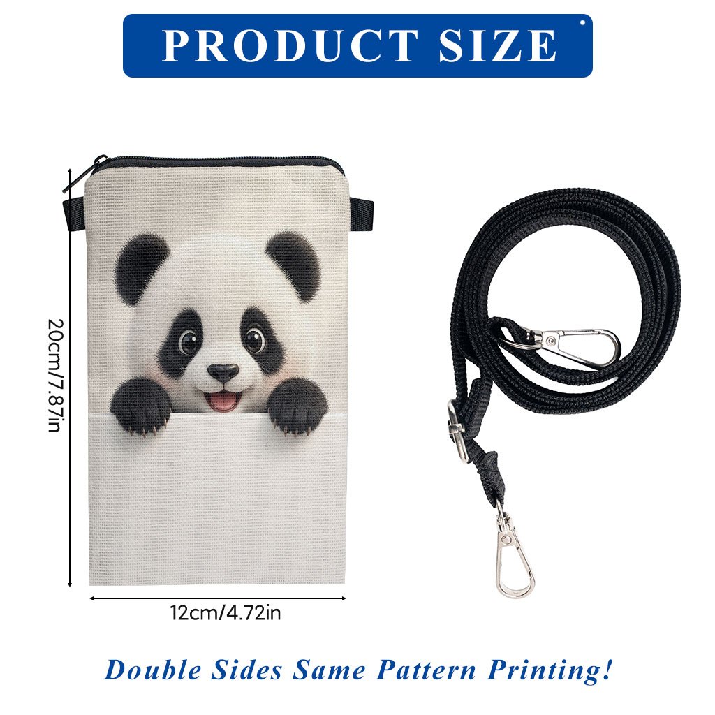 TEMU Phone Bag 1pc, Cute Panda Peeking Out Print Mobile Phone Bag, Adjustable Strap Crossbody Phone Pouch, Mini Zipper Shoulder Bag, Small Vertical