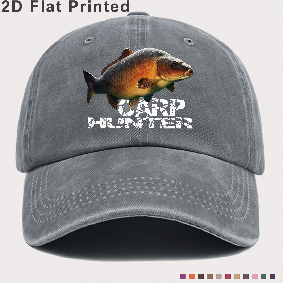 TEMU 1pc Carp Pattern "" Printed Baseball Cap, Fashionable Trendy Sun Hat, Street Style Unisex Duckbill Cap, Adjustable Size, Outdoor Fishing Hat,