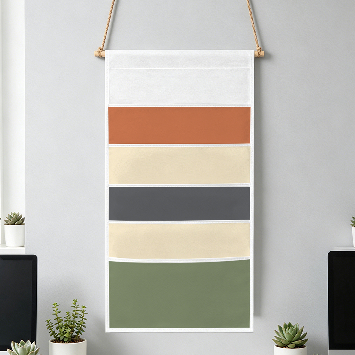 TEMU 1 Ensemble Sac Organisateur de Documents Suspendu, Adapté à Éducative/Bureau/. Thème Color Block Minimaliste Moderne, Poches Individuelles pour