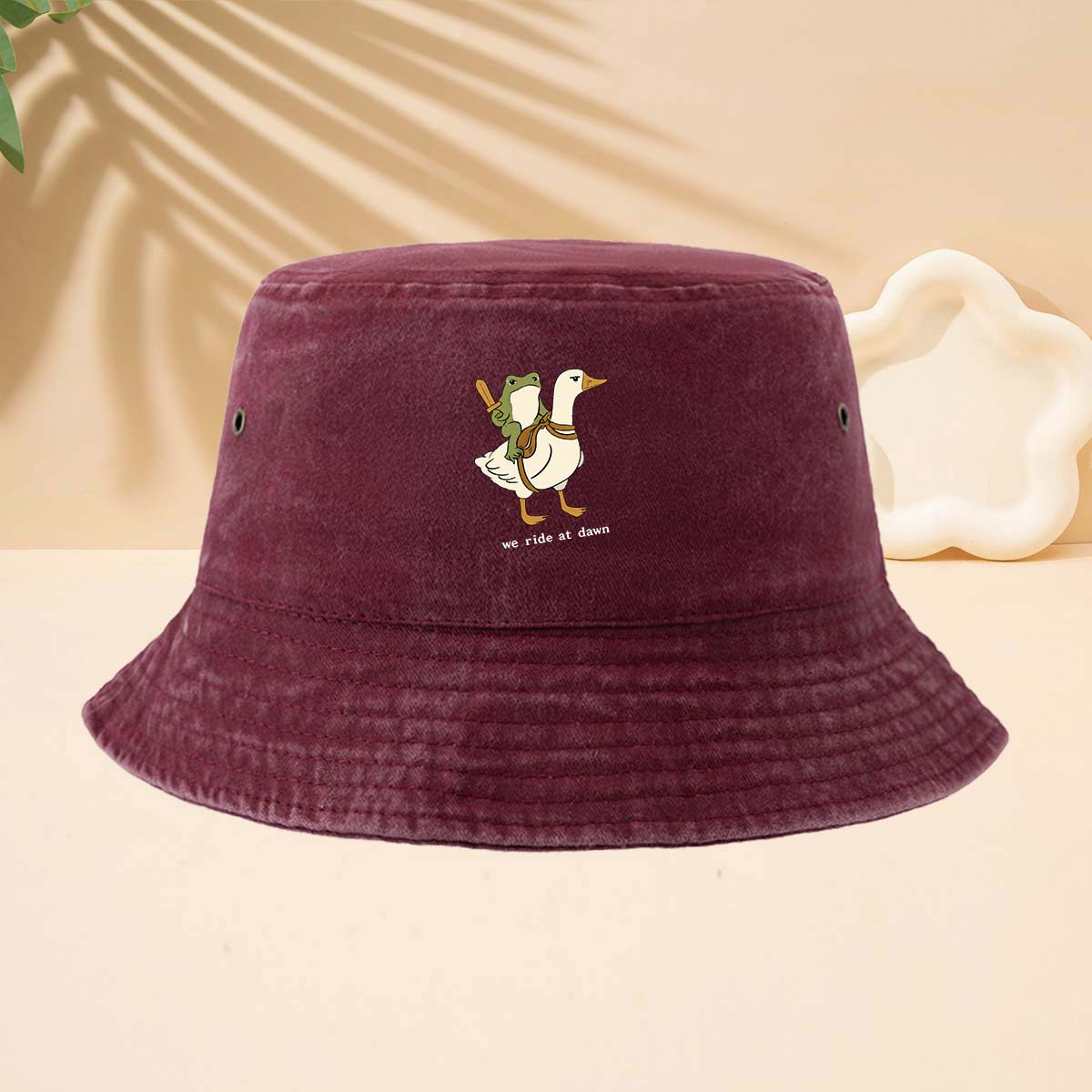 Printed Frog and Goose Pattern High-Quality Bucket Hat