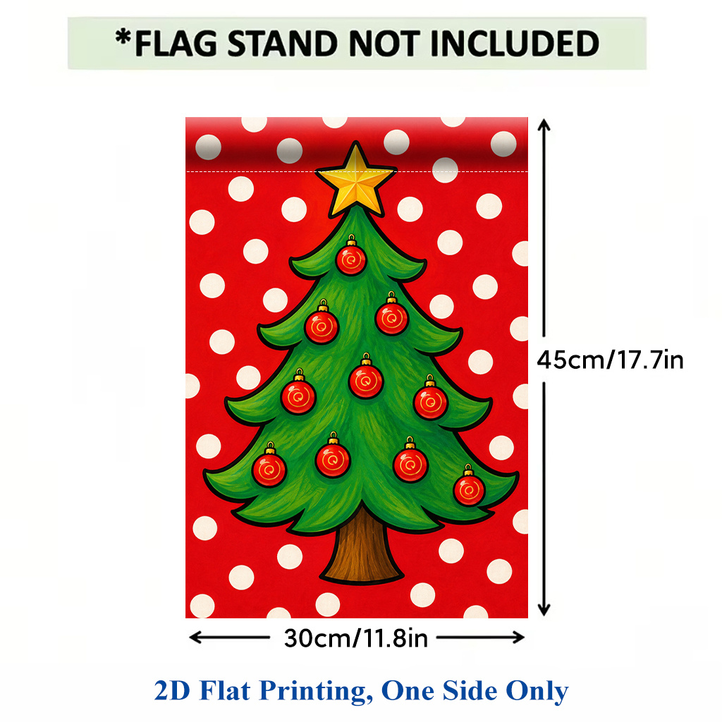 TEMU 2d Flat - 2d Flat Printing Garden Flag 1pc, Merry Christmas Tree Decor Polyester Garden Flag, Single-sided Printing, Outdoor Holiday Decor For