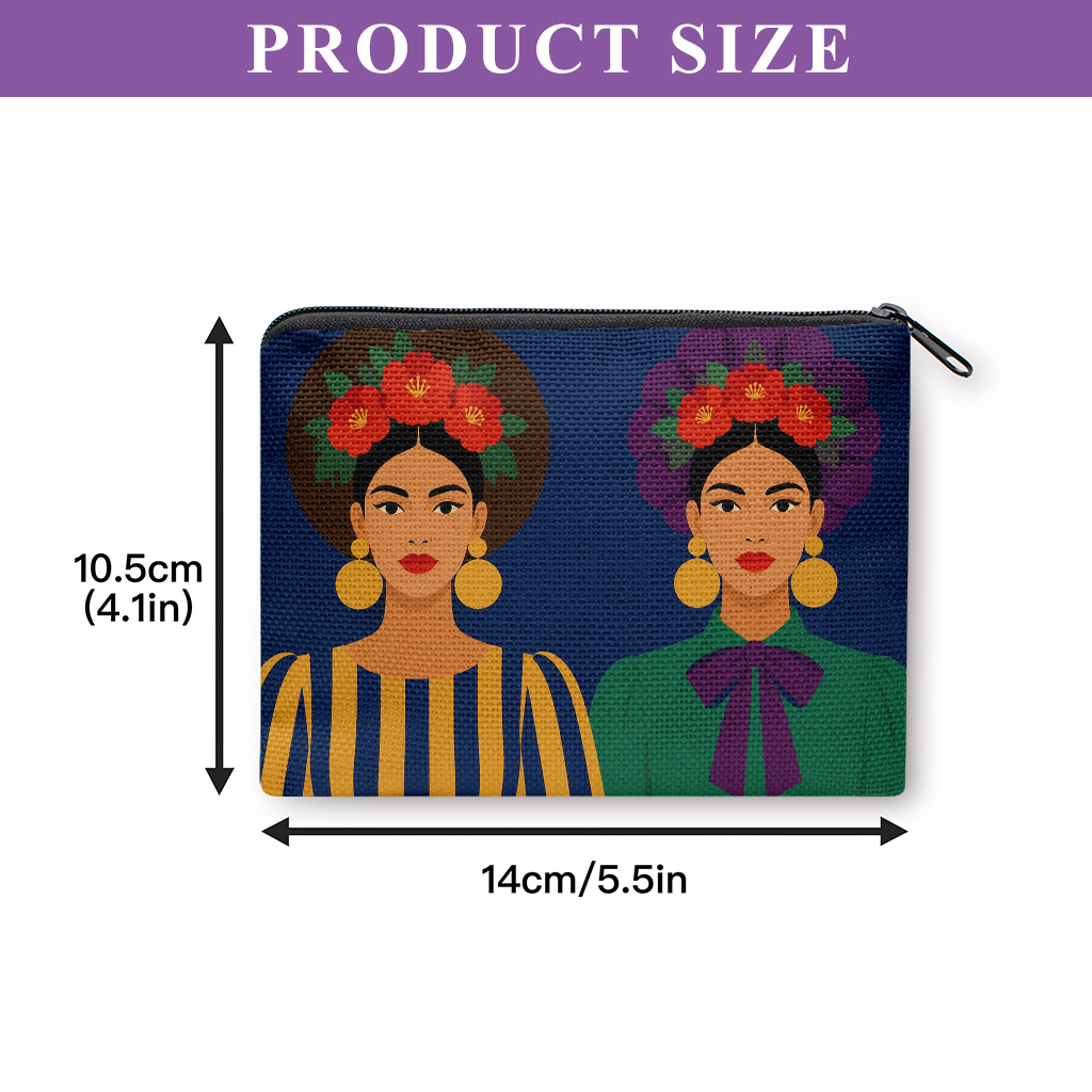TEMU Retro Adornado Floral - Billetera y Bolsa Organizadora con Cremallera de Material, Billetera de Tela Duradera Lavable a Máquina con Organizador