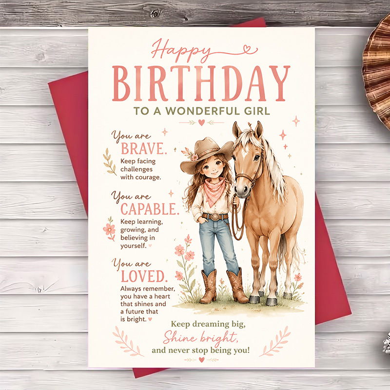 TEMU 1 Envelope And 1 Greeting Cardhappy Birthday Greeting Card For Her Featuring Cowgirl And Birthday Celebrations And Inspirational Gifts For Women