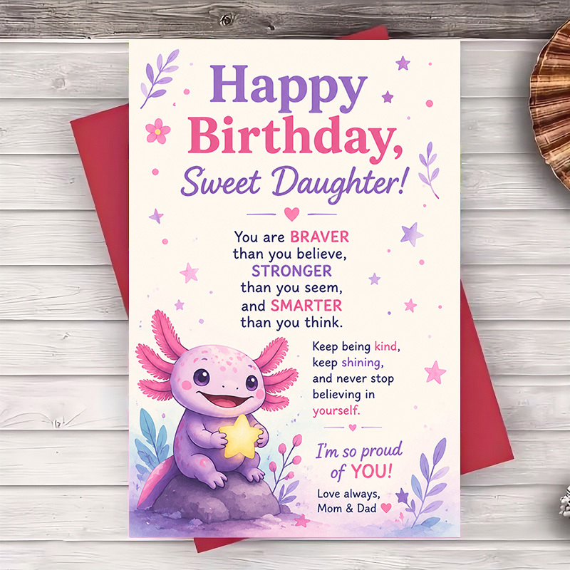 TEMU 1 Envelope And 1 Greeting Cardhappy Birthday Greeting Card For Daughter Cute Inspirational Message From Parents For Birthday Celebration And
