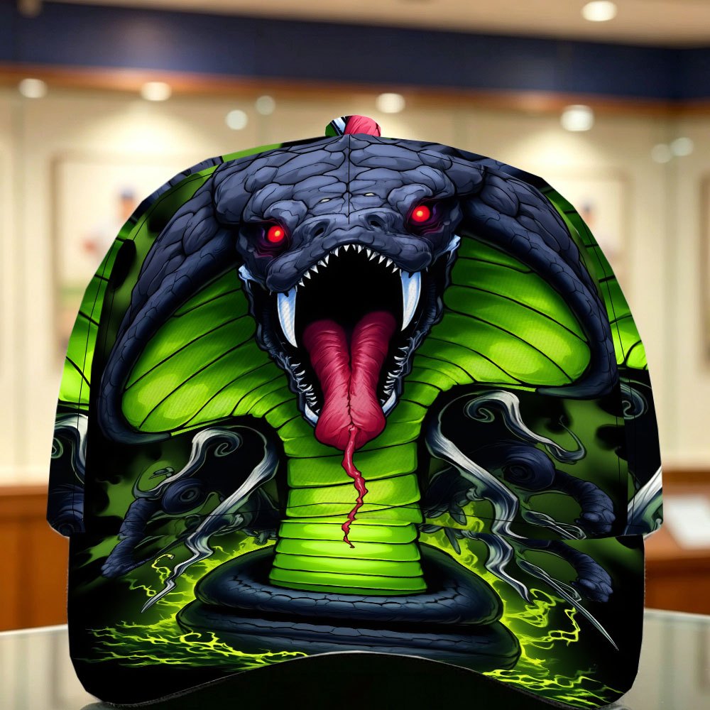 TEMU 1pc Cobra Print Baseball For - Adjustable Lightweight Breathable Suitable For Sports, Parties, Mardi Gras - Quick-dry Suitable For Outdoor
