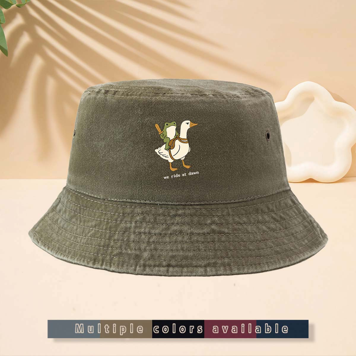 Printed Frog and Goose Pattern High-Quality Bucket Hat