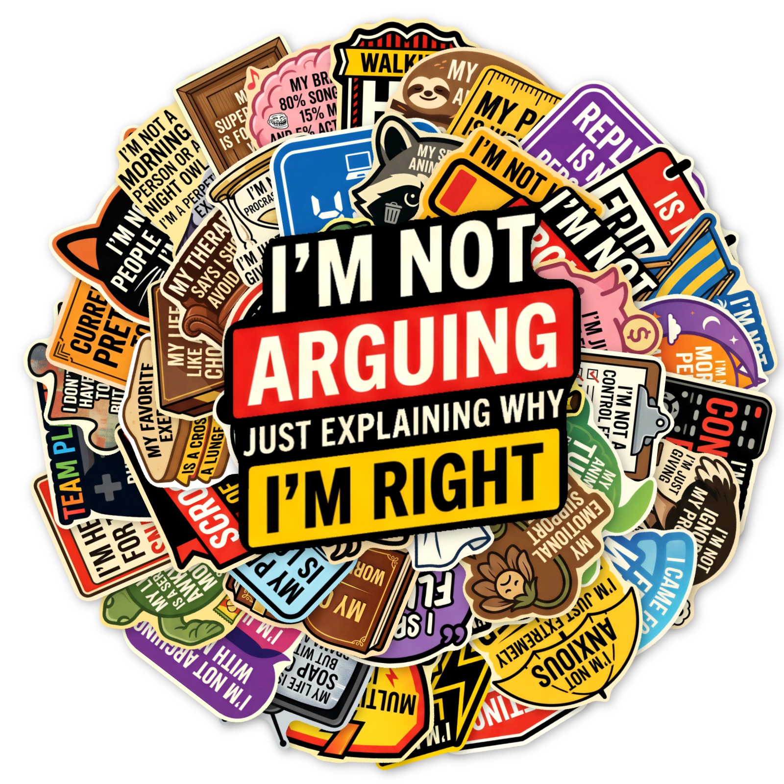 Image of 50pcs Sarcastic Quote Stickers, Ideal For Scrapbooks, Water Bottles, Bicycles, Skateboards, Laptops, Phone Cases, Luggage And Notebooks, Add Humorous Vibe To Daily Items