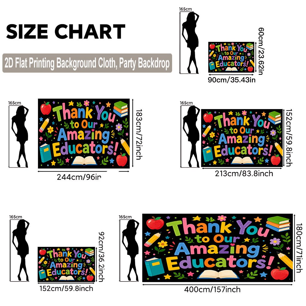 TEMU 2d Flat, 2d Flat Printing Backdrop Banner 1pc, Thank You Amazing Educators Background Cloth Banner, Suitable For Christmas, Halloween, Christmas