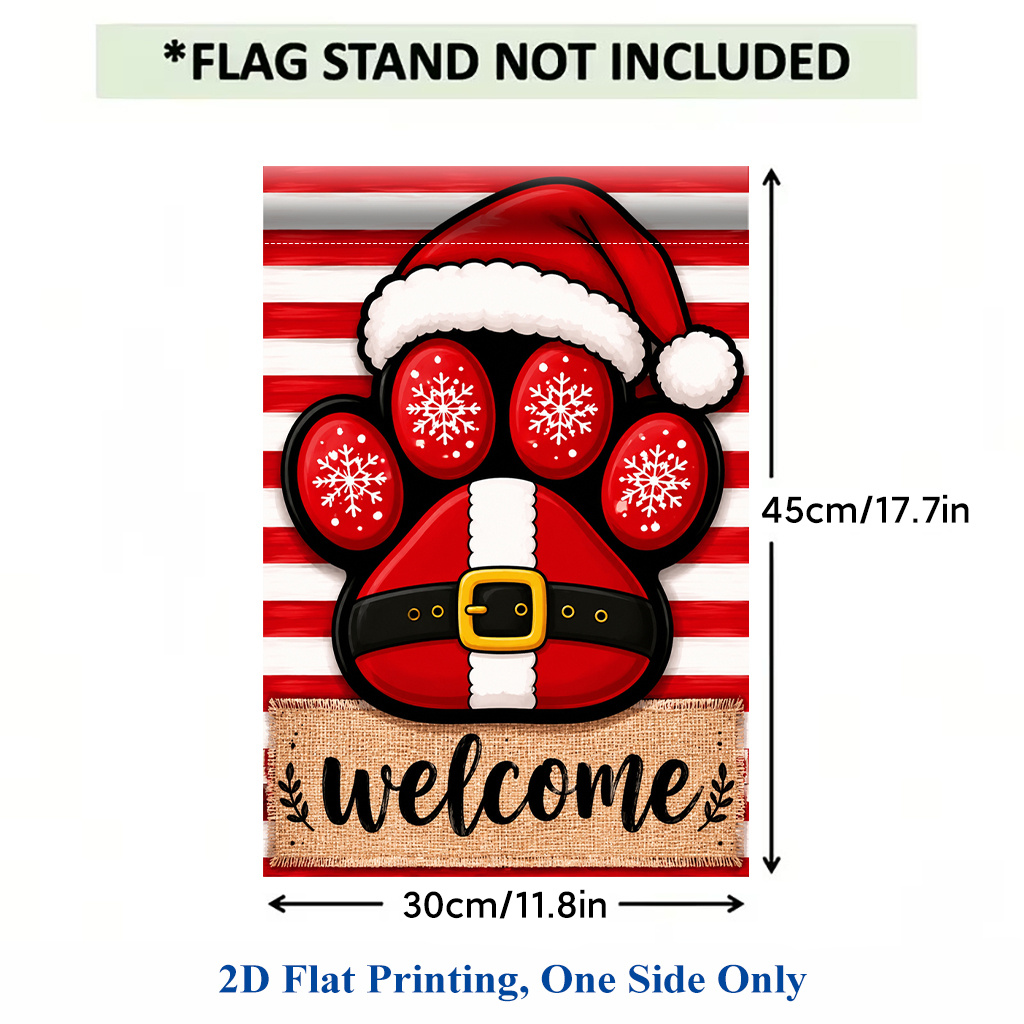TEMU 2d Flat - 2d Flat Printing Garden Flag 1pc, Holiday Paw Welcome Polyester Garden Flag, Single-sided Printing, Outdoor Holiday Decor For Home And