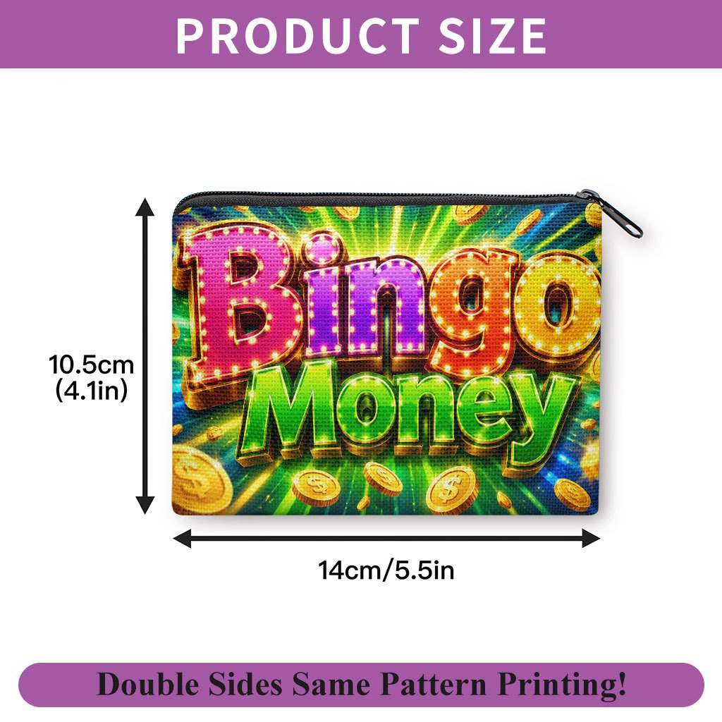 TEMU Bingo Money Coin Purse Suitable For, Keys, Cards, Earphones & Lipstick - Zipper Clutch Bag With Bingo Print, Machine Washable Washable Organizer