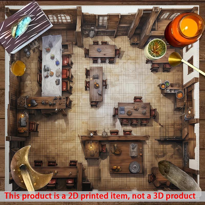 TEMU 1pc 2d Flat Hand-painted Hall Printed Game Mat Cloth (without Chess Pieces), Tabletop Game Tablecloth, Chessboard Mat, Desktop Ambiance