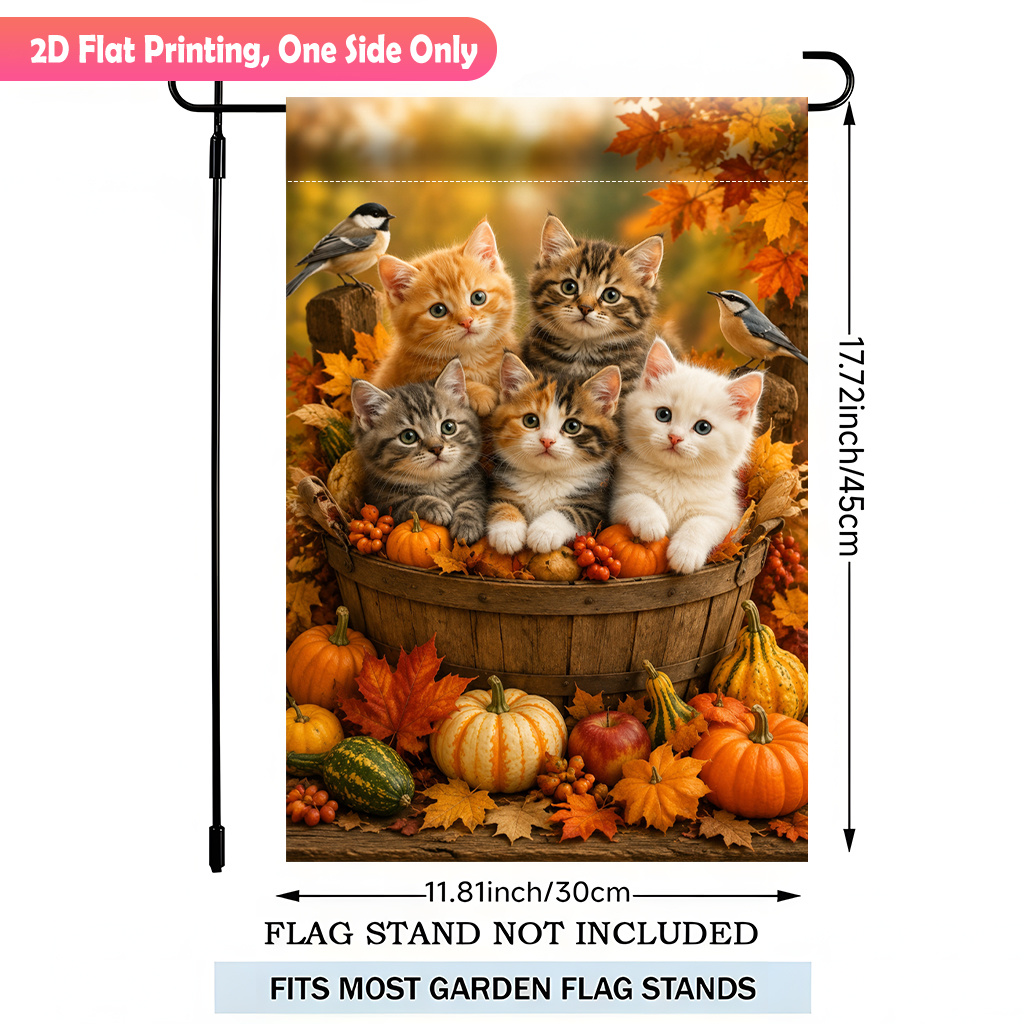 TEMU 2d Flat, 2d Flat Printing Garden Flag 1pc, And Cute Cats Durable Polyester Outdoor Patio Decoration, Outdoor Patio Flags, And Patio Decorations,