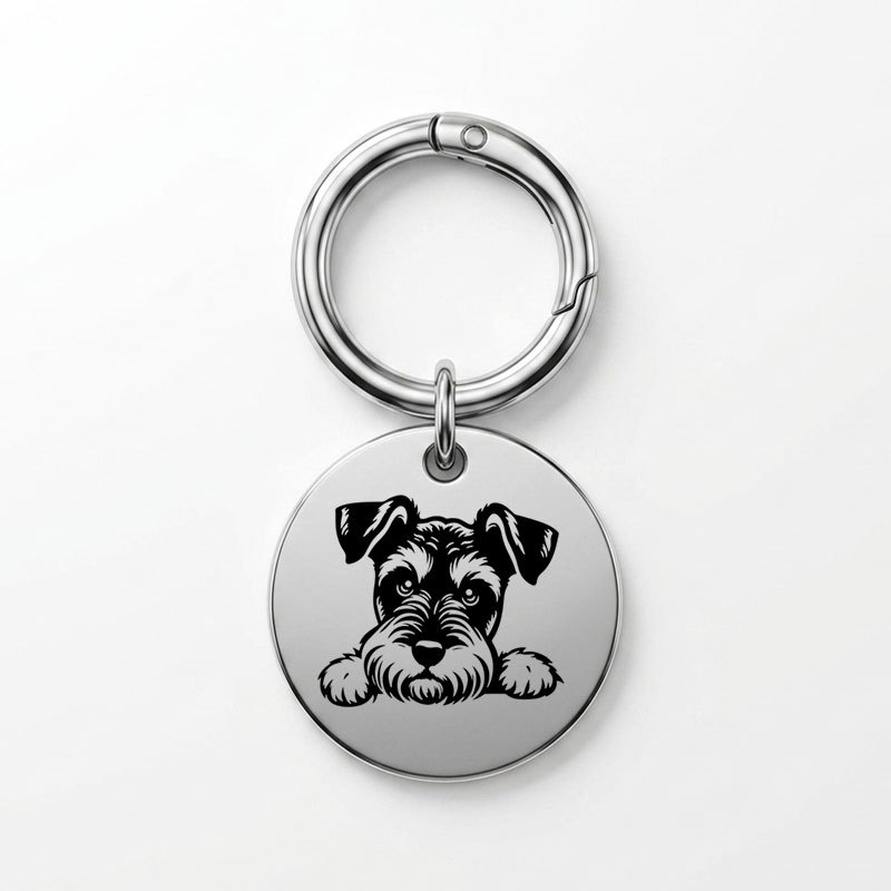 TEMU 1pc Schnauzer Dog Head Stainless Steel Keychain, Durable And Rust-proof Women's Keyring, Exquisite Commemorative Gift, Mother's Day Gift For