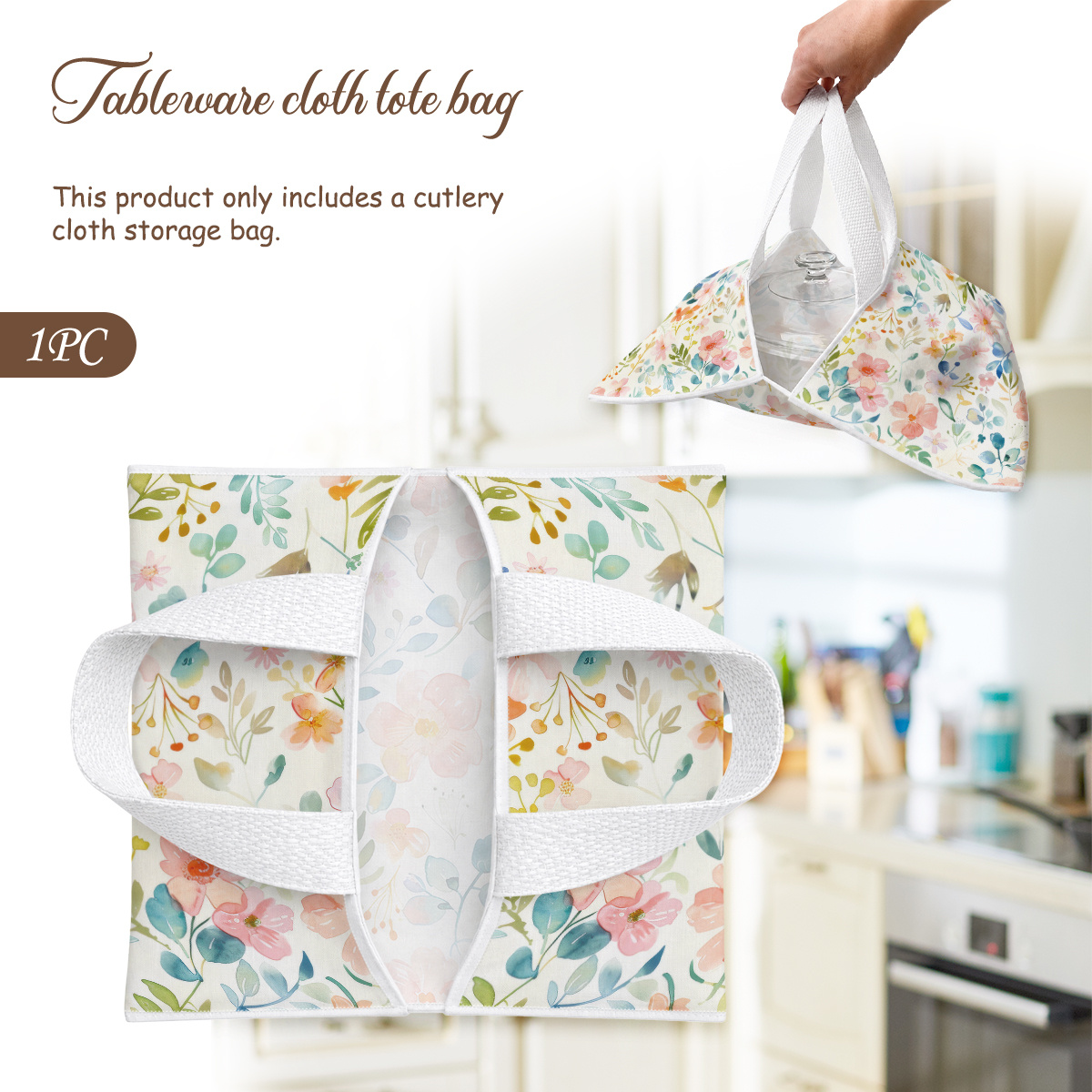 TEMU Reusable Lunch Bag, Picnic Tote Bag, Printed With Floral Pattern, Perfect For Lunch Preparation And Office Lunches. A Practical Gift For .,