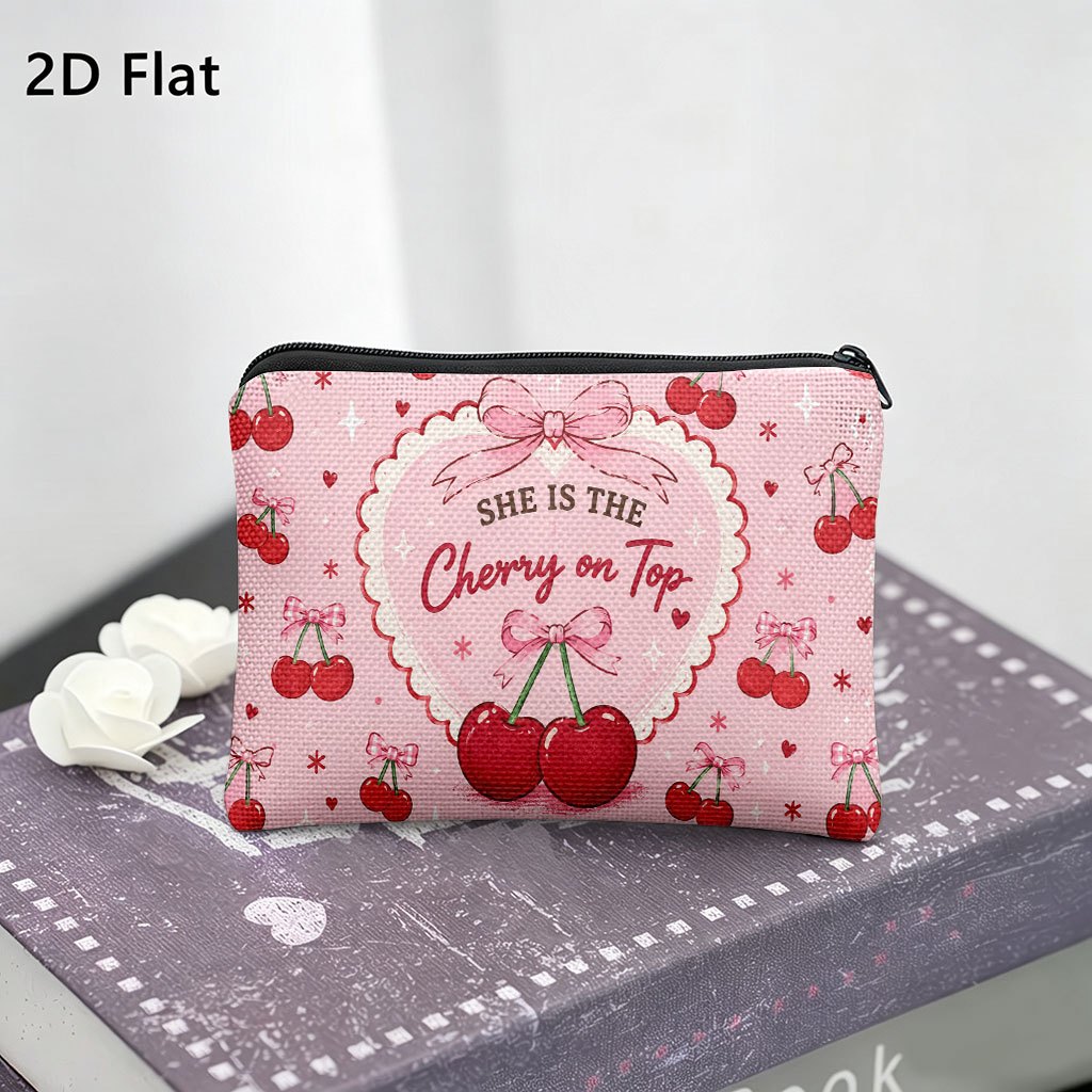 TEMU 1pc Coin Purse, Cherry-themed , Portable Pouch With Fun Double-sided Printing. Ideal For Storing , Keys, Cards, And Earphones. Compact Cosmetic