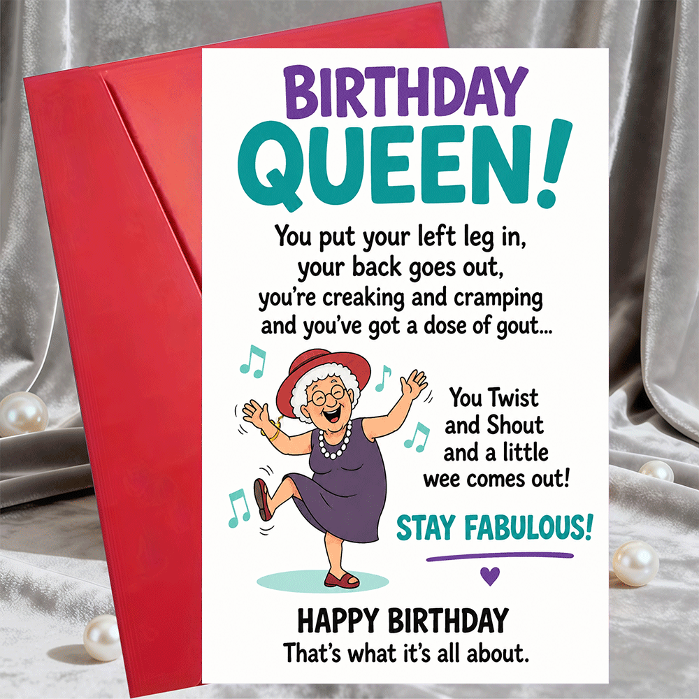 TEMU 1 Greeting Card + 1 Envelope. 2d Flat Fun Birthday Queen Card. Suitable For Mom, Wife, Sister, Aunt, Or Friend. Vintage Style. Maintains Charm.