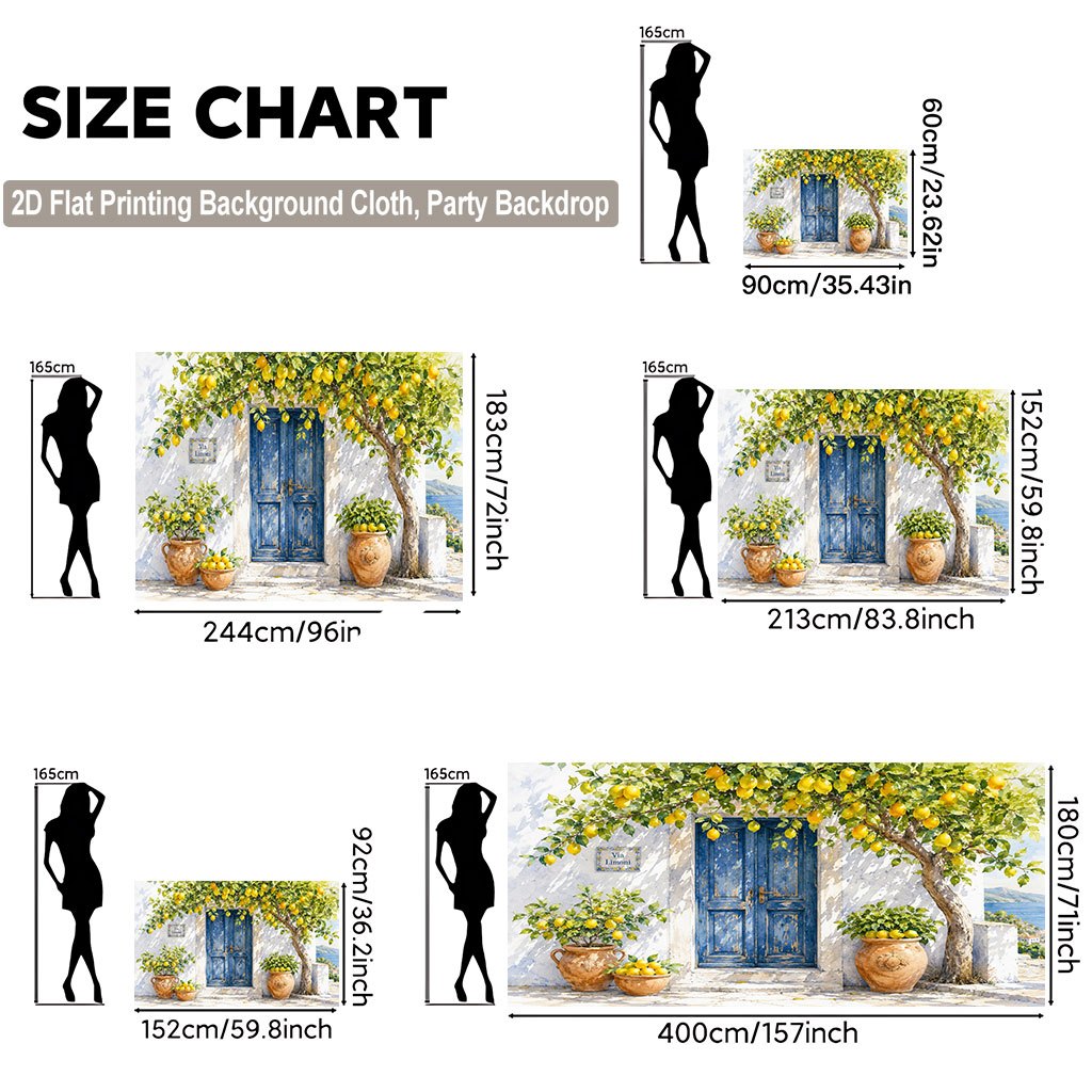 TEMU 2d Flat, 1pc Lemon Tree Backdrop Banner - Lemon-themed Lemon Tree Branch With Lemons Door Hanging Cloth, Fabric Suitable For, Room Decor, Lemon