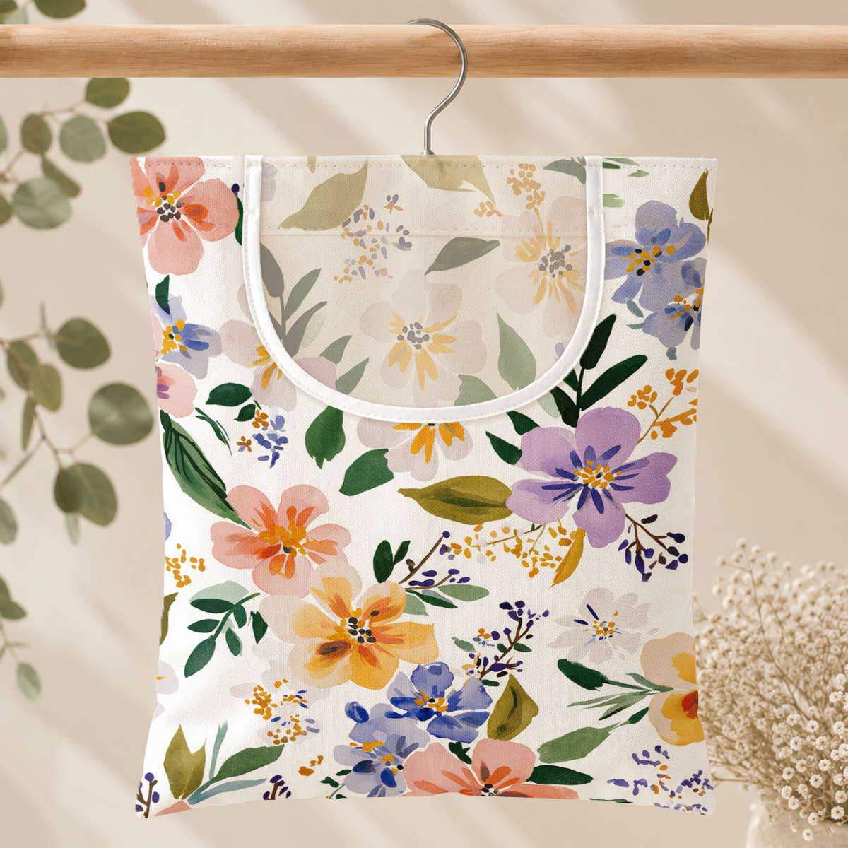 TEMU Hanging Peg Storage Bag Laundry Bag With Hanger Reusable Washable Clothesline, Peg Organization, Easy Hanging Hook For Indoor/outdoor Use