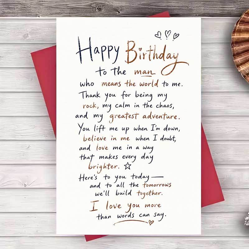 TEMU 1 Envelope And 1 Greeting Cardromantic Happy Birthday Greeting Card For Husband Or Boyfriend Message For Anniversary Or Special Occasion Love
