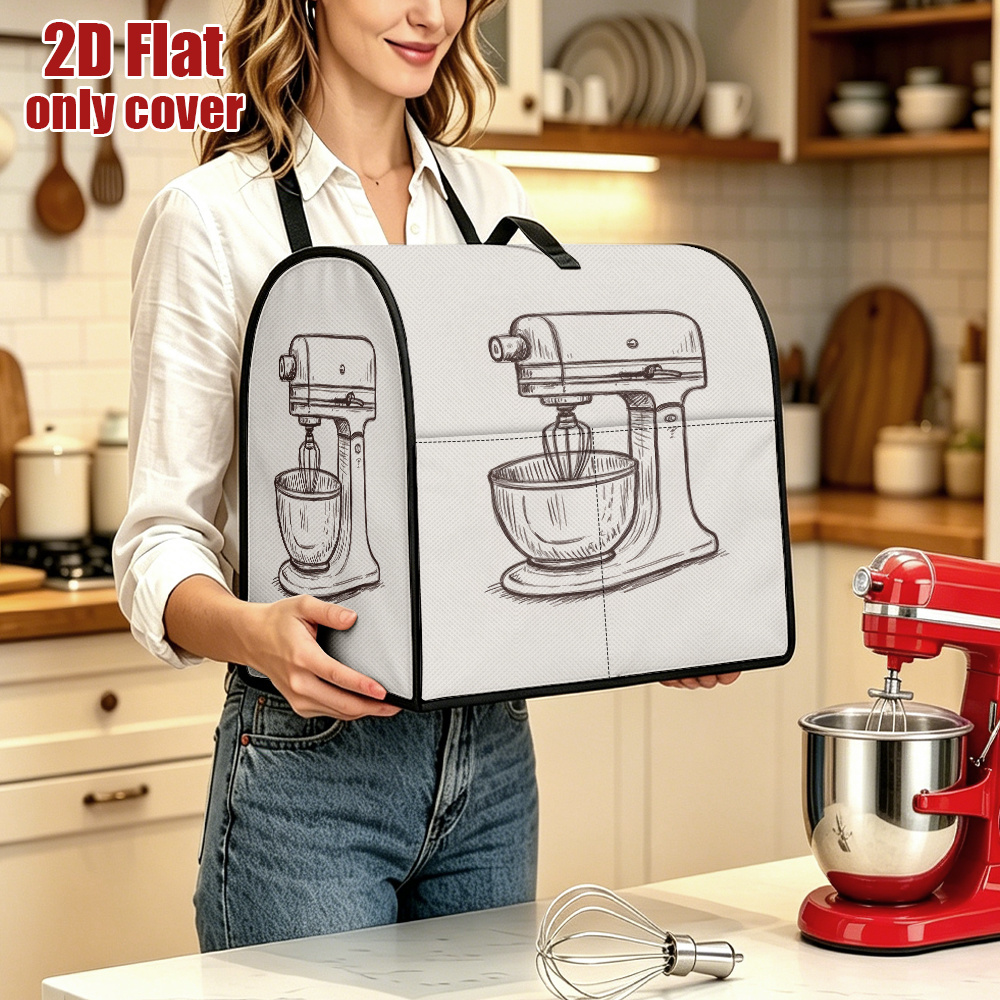1pc Hand-Drawn Classic Blender Cover Suitable for Food Processors & Mixers, Foldable Cover with Retro Appliance, Fit for Most Countertop Blenders, Fits for Most Food Processor Dust Cover (No Machine Accessory), 2D Flat