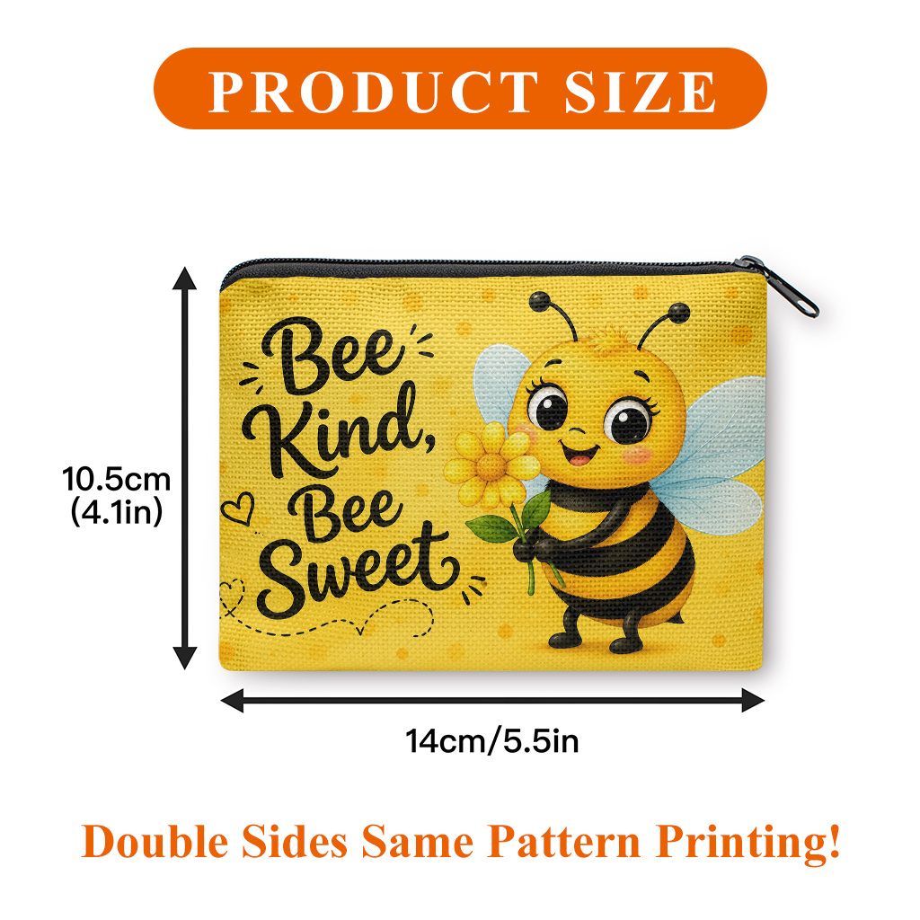 TEMU Coin Purse 1pc, Holding Flower Double Sides Printed Coin Purse, Portable Zipper Storage Pouch For Small Items, Multi-use Clutch Bag, Lightweight