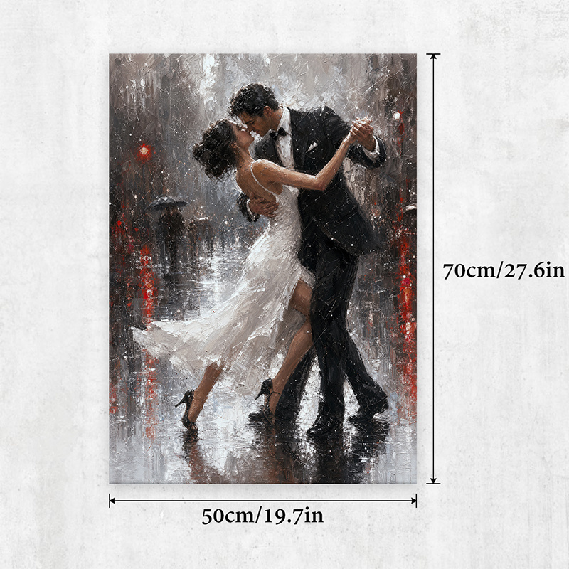TEMU 2d Flat, 1pc Vertical Wooden Framed Canvas Poster - Elegant Ballerina Couple Painting, Realistic Modern Dance Wall Suitable For Living Room,
