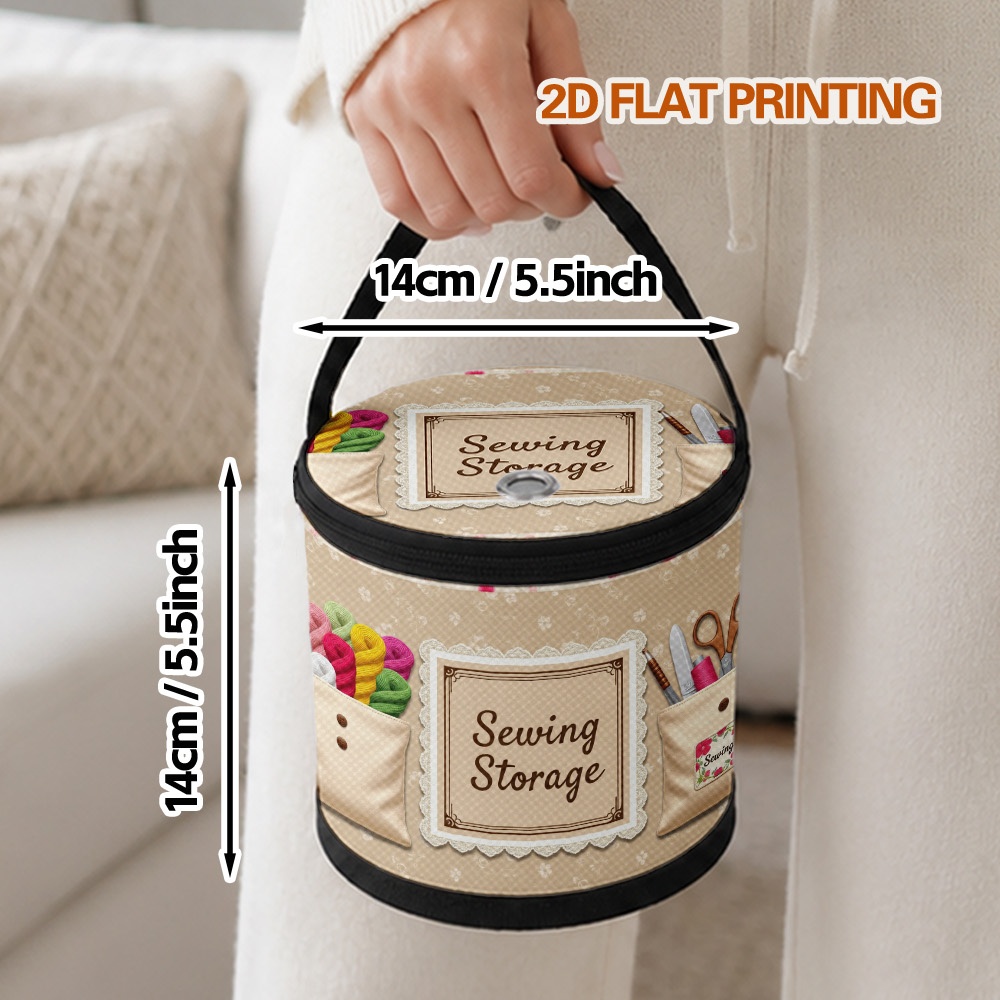 TEMU 1pc Sewing Supplies Display Print Portable Yarn Storage Organizer Bag, Crochet Knitting Yarn Case, Column Bag For Knitting Supplies, 2d Flat