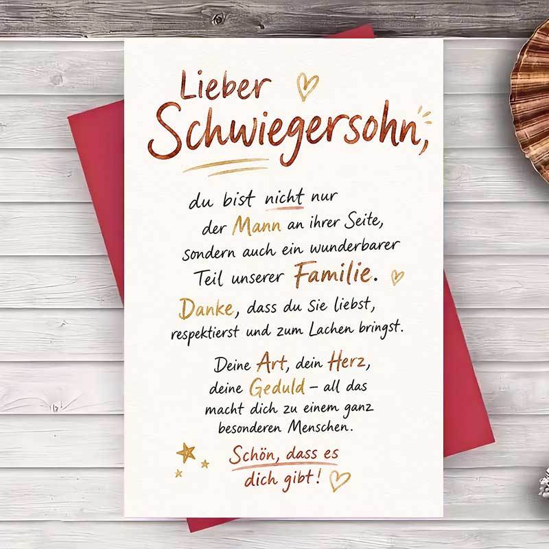 Image of 1 Envelope And 1 Greeting Cardheartfelt Greeting Card For Son In Law Appreciation Gift For Birthday Or Anniversary From Parents In Law Meaningful Message Card For Family Greeting Card