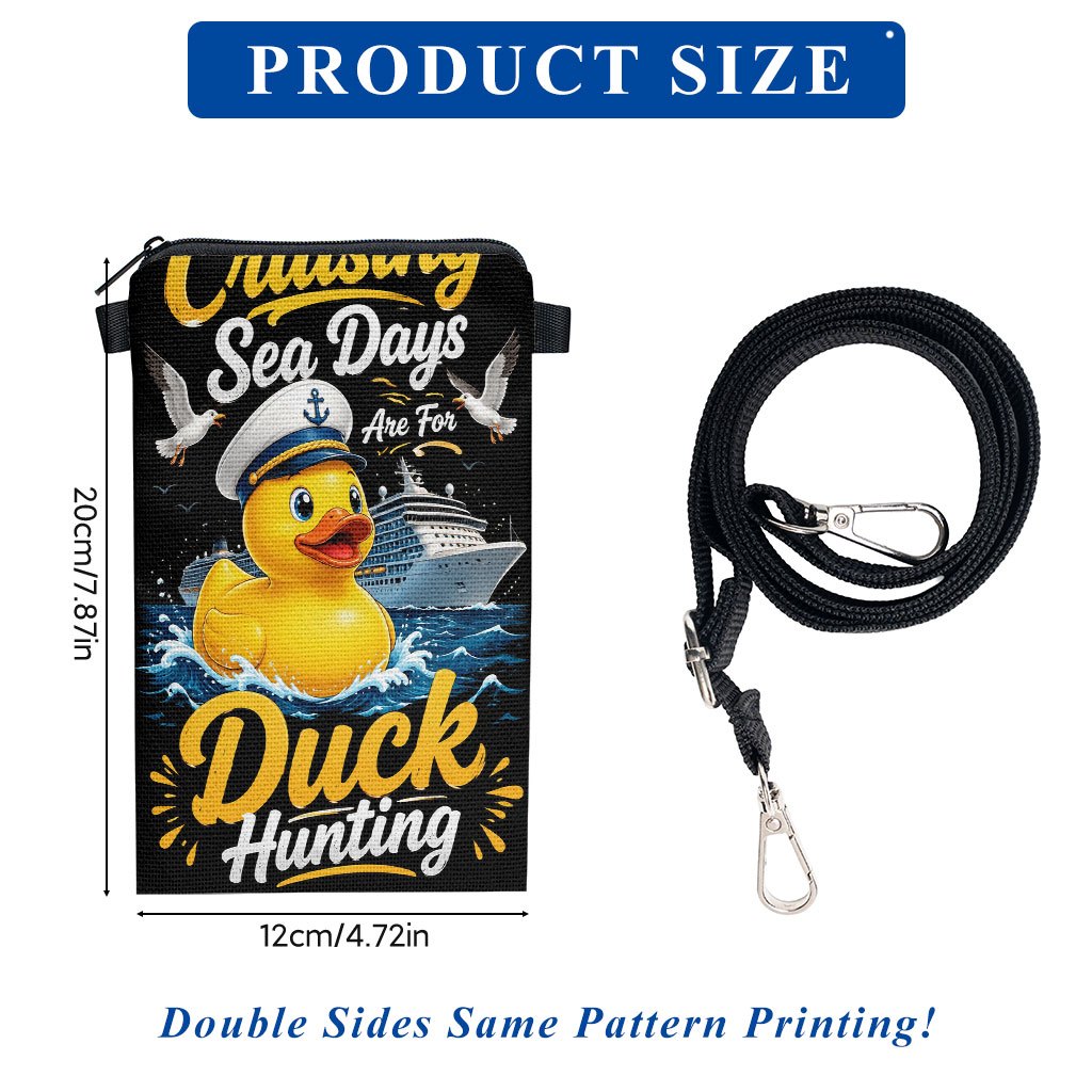 TEMU Phone Bag 1pc, Cruise Ship Duck Mobile Phone Bag, Adjustable Strap Crossbody Phone Pouch, Mini Zipper Shoulder Bag, Small Vertical Crossbody